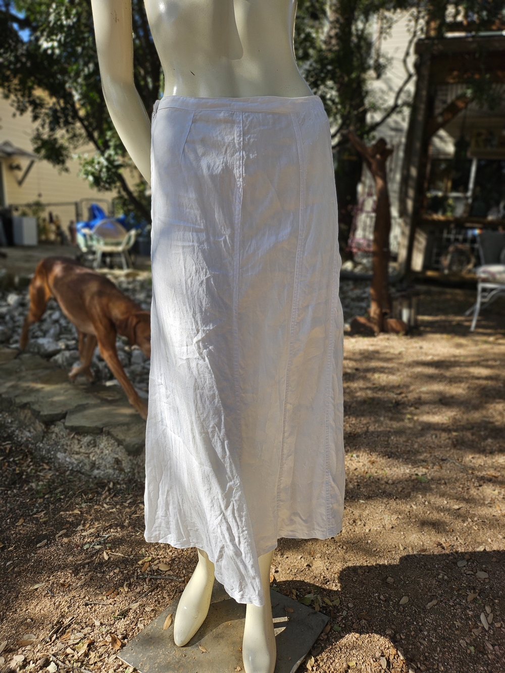 Biscote Classic White Linen Maxi Panel Skirt S